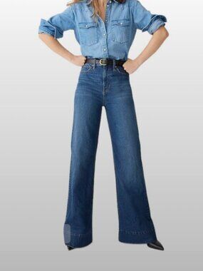 J.Crew High Rise Flare Wide Leg Jeans Dark Wash Denim Size 25